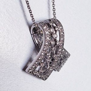 18kt Chain 0.54ct Diamond Bow Pendant 14kt Gold